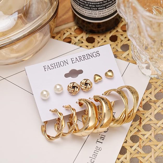 gold plated korean earrings combo