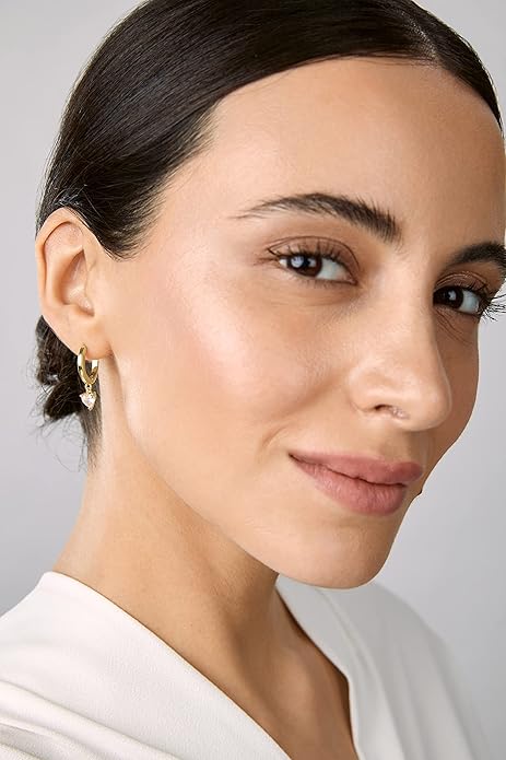 gold plated heart shape korean style earrings