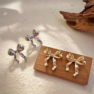 2 pair of metal korean earrings for women